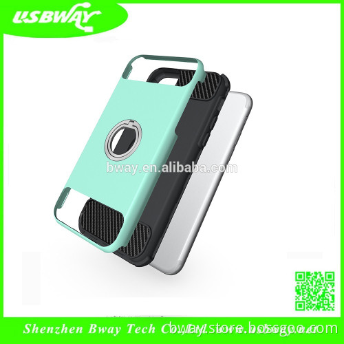 Brushed Stripe Aluminum TPU with 360 Degree Ring Holder Cell Phone Case